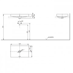 TOTO TR Lavatory Раковина 600x380x137(70) мм, полувстр, без отв. под смесит, с переливом, CeFiONtect, LinearCeram цвет: белый (без арматуры слива)
