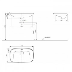 TOTO NEOREST Раковина 746x448x173(50) мм, полувстраиваемая, без отв. под смес, с перел, CeFiONtect, c керамической декоративной накладкой,цвет: белый