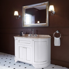 TW YORK База с раков.Simas S53 bi, 129*58*h86см, 4 расп. дв., доводч. Blum, ручки: хром, цвет: bianco, декор: поталь argento (без мрамора)