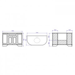TW York Cтолешница с 1 отв. для смесителя, 130*58,5*h2/8см, для базы YOR4130, мрамор: Diano (отверстие под раков. Simas S53) (ЦЕНА со склада!)