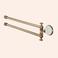 TW Harmony 013, вращающийся полотенцедержатель двойной 49см, цвет держателя: белый/бронза