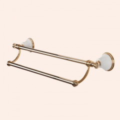 TW Harmony 012, полотенцедержатель двойной 58см, цвет держателя: белый/золото