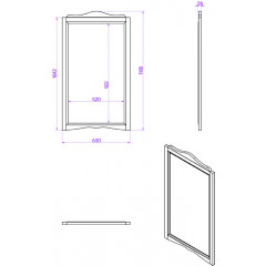 TW Veronica, Зеркало 63*h110см, цвет: bianco