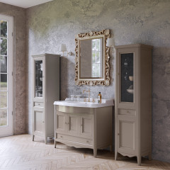 TW Veronica, База с раковиной Simas AR874bi*1 105*56см, с 1отв., 3 расп. дв. и 1ящик, доводч. Blum, ручки: Riflesso бронза, цвет: TORTORA