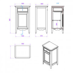 TW Veronica, Тумба 50.2/45*40/37.4*h86.7см, 1 распашная дверка 1 выдвижной ящик, доводчики Blum (петли справа-DX), цвет: Tortora, ручки: Riflesso