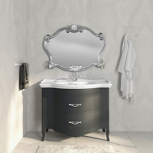 TW Armony, База с раковиной Azzurra GIU200110/ALZA bi*1, 112*62см, 2 ящика, доводчики Blum, цвет: GRAFITE, ручки: серебро антик (спецЦЕНА со склада!)