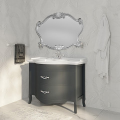 TW Armony, База с раковиной Azzurra GIU200110/ALZA bi*1, 112*62см, 2 ящика, доводчики Blum, цвет: GRAFITE, ручки: серебро антик (спецЦЕНА со склада!)