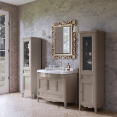 TW Veronica, База с раковиной Simas AR874bi*1 105*56см, 2 верх.ящ. 3 расп. дв. и 1 выдв. ящик, доводч. Blum, ручки: Riflesso бронза, цвет: TORTORA