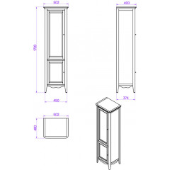 TW Veronica, Колонна 50.2/45*40/37.4*h172см, 2 распашн дверки, доводчики Blum (петли справа-DX), цвет: bianco, ручки: Riflesso бронза (ЦЕНА со склад!)