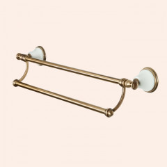 TW Harmony 012, полотенцедержатель двойной 58см, цвет держателя: белый/бронза