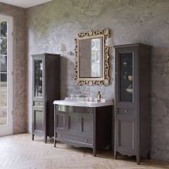 TW Veronica, База с раковиной Simas AR874bi*1 105*56см, 2 верх.ящ. 3 расп. дв. и 1 выдв. ящик, доводч. Blum, ручки: Riflesso бронза, цвет: GRIGIO