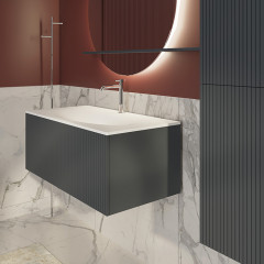 TW Shape комплект мебели, база с раковиной Kerasan 547001*1, 102х52см, с 1-м выдвиж. ящиком с механизмом push to open, цвет: серый матовый RAL7016