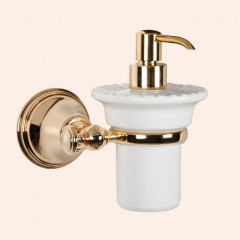 TW Harmony 108, подвесной дозатор для ж/мыла, керамический (белый), цвет держателя: золото