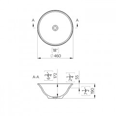 TW Раковина BARBRO 460 C для установки на столешницу 460 мм., без перелива, цвет белый матовый