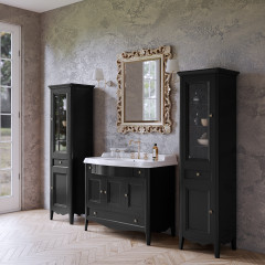 TW Veronica, База с раковиной Simas AR874bi*1 105*56см, 2 верх.ящ. 3 расп. дв. и 1 выдв. ящик, доводч. Blum, ручки: Riflesso хром, цвет: NERO