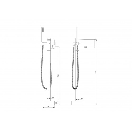 Смеситель для ванны напольного монтажа WONZON & WOGHAND FIT, Хром (WW-88649009-CR)