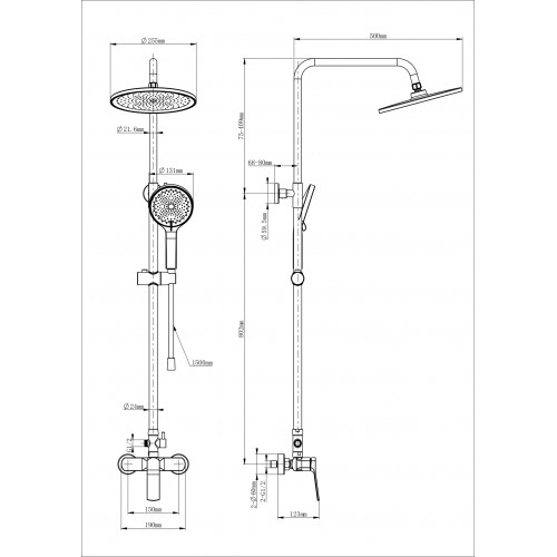 Душевая система WONZON & WOGHAND, Белый матовый (WW-B3200-MW)