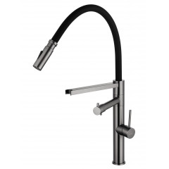 Смеситель для кухни с гибким изливом и подключением фильтра WONZON & WOGHAND, Темный графит (WW-88458007-BGM)