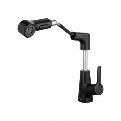 Смеситель для раковины с выдвижным изливом WONZON & WOGHAND, Черный матовый (WW-121B108-MB)