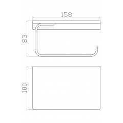 Держатель для туалетной бумаги с полкой WONZON & WOGHAND ECLIPSE, Глянцевое золото (WW-9126-LG)