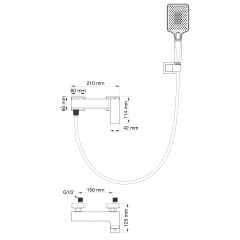 Смеситель для душа WONZON & WOGHAND CUBE 2.0, Брашированное золото (WW-88048068-BG)