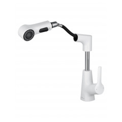 Смеситель для раковины с выдвижным изливом WONZON & WOGHAND, Белый матовый (WW-121B108-MW)