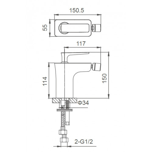 Смеситель для биде WONZON & WOGHAND SHARK, Хром (WW-485001-CR)