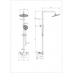 Душевая система с термостатом WONZON & WOGHAND INN 4, Черный матовый (WW-B3047-A-MB)