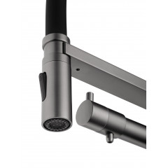 Смеситель для кухни с гибким изливом и подключением фильтра WONZON & WOGHAND, Темный графит (WW-88458007-BGM)