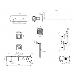 Душевая система с термостатом встраиваемая WONZON & WOGHAND, Белый матовый (WW-D4538-A-MW)