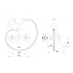Смеситель для ванны с душем WONZON & WOGHAND RETRO, Черный матовый (WW-88639020-MB)