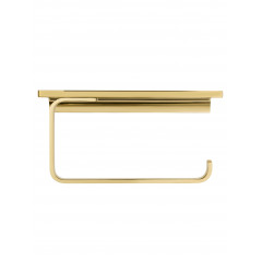 Держатель для туалетной бумаги с полкой WONZON & WOGHAND ECLIPSE, Глянцевое золото (WW-9126-LG)