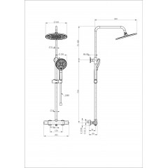 Душевая система с термостатом WONZON & WOGHAND INN 1, Черный матовый (WW-B3013-T1-MB)