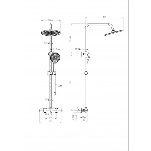 Душевая система с термостатом WONZON & WOGHAND INN 1, Черный матовый (WW-B3013-T1-MB)