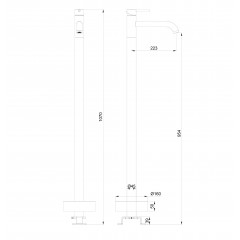 Смеситель для раковины напольного монтажа WONZON & WOGHAND STICK, Черный матовый (WW-88649905-MB)
