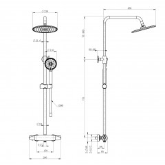 Душевая система с термостатом WONZON & WOGHAND CAPSULE, Черный матовый (WW-B3031-A-MB)