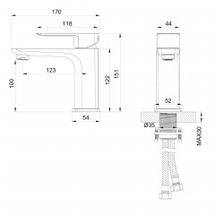 Смеситель для раковины WONZON & WOGHAND EDGE, Брашированное золото (WW-88139003-BG)