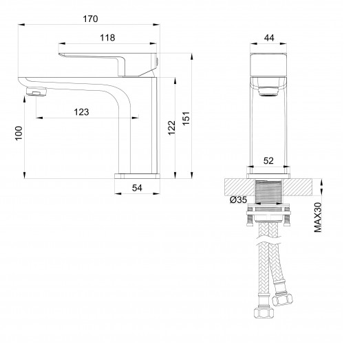 Смеситель для раковины WONZON & WOGHAND EDGE, Брашированное золото (WW-88139003-BG)