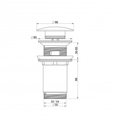 Донный клапан для раковины с переливом 1 1/4 WONZON & WOGHAND, Белый матовый (WW-88SS09-MW)