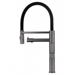 Смеситель для кухни с гибким изливом и подключением фильтра WONZON & WOGHAND, Темный графит (WW-88458007-BGM)