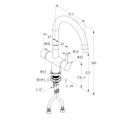 Смеситель для кухни c подключением фильтра WONZON & WOGHAND, Черный матовый (WW-3211-MB)