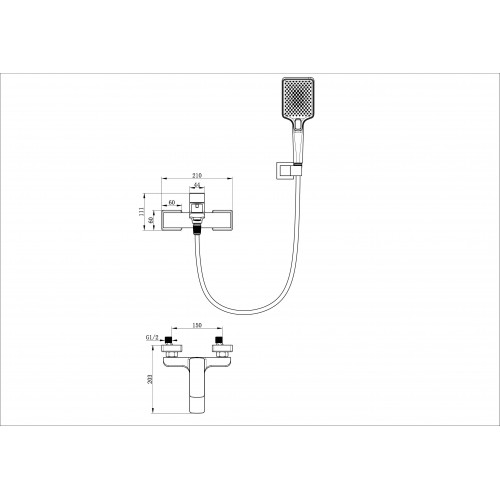 Смеситель для ванны с душем WONZON & WOGHAND EDGE, Брашированное золото (WW-88639003A- BG)