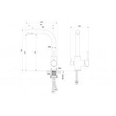 Смеситель для кухни c подключением фильтра WONZON & WOGHAND, Черный матовый (WW-88458005-MB)