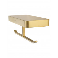 Двойной держатель для туалетной бумаги с полкой WONZON & WOGHAND LOTTE, Брашированное золото (WW-8356-BG)