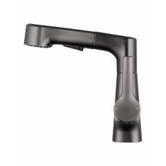 Смеситель для раковины с выдвижным изливом WONZON & WOGHAND, Темный графит (WW-121B108-BGG)