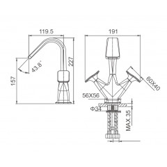Смеситель для раковины высокий WONZON & WOGHAND SHAKESPEARE, Хром (WW-651103-CR)
