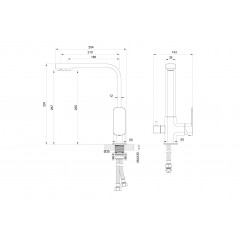 Смеситель для кухни с подключением фильтра WONZON & WOGHAND, Темный графит (WW-88458004-BGM)