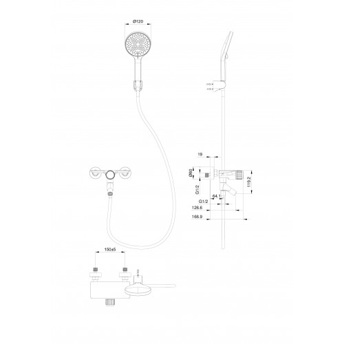 Смеситель для ванны с душем WONZON & WOGHAND CLICK, Черный матовый (WW-FE05L221-MB)