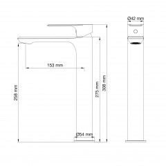 Смеситель для раковины высокий WONZON & WOGHAND BRILLIANT, Черный матовый (WW-88019079-MB)