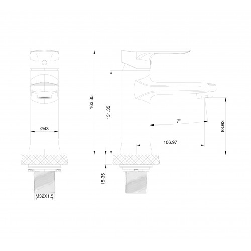 Смеситель для раковины WONZON & WOGHAND, Брашированное золото (WW-XH-011-BG)